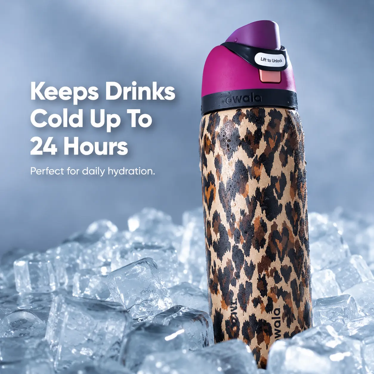 Owala FreeSip Wild at Heart 32oz Leopard Print Water Bottle – Limited Edition