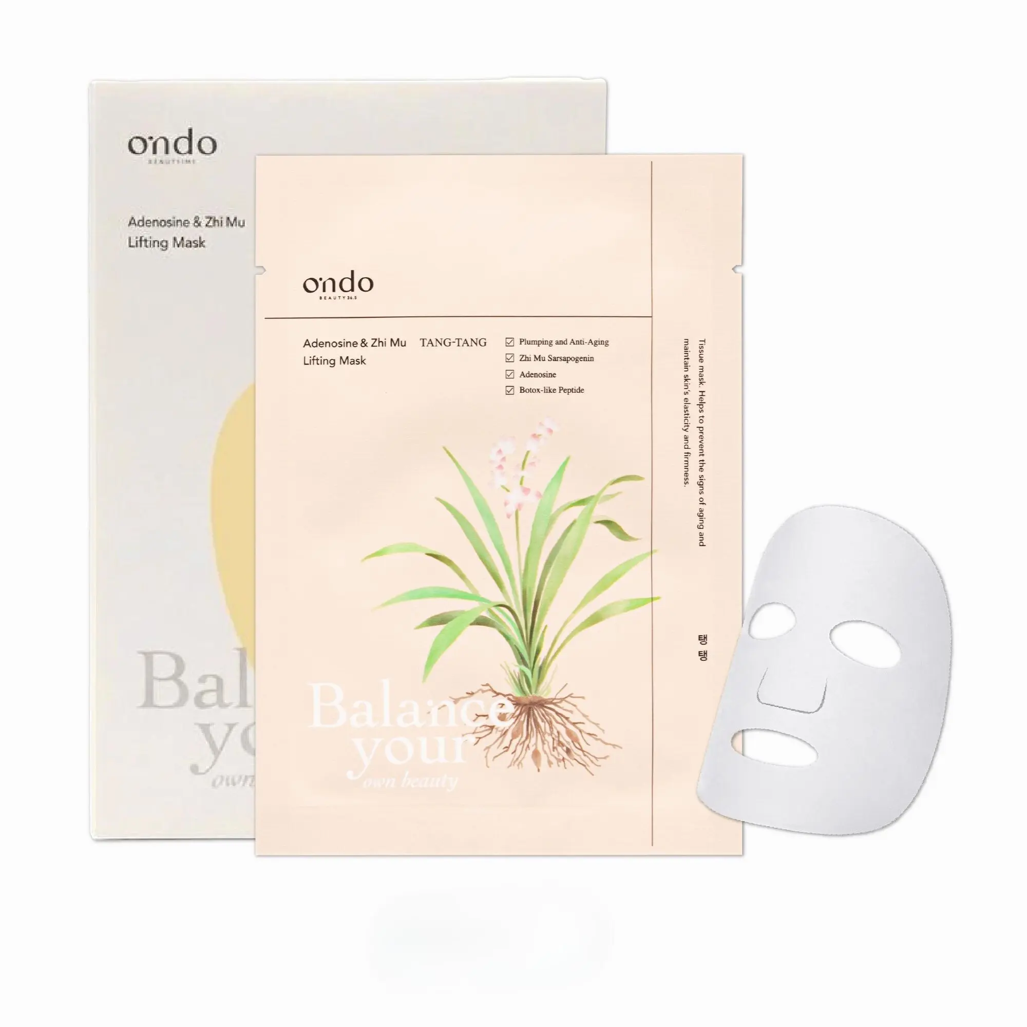 ONDO Beauty 36.5 Adenosine & Zhi Mu Lifting Mask | Firm & Plump Skin (5 sheets)
