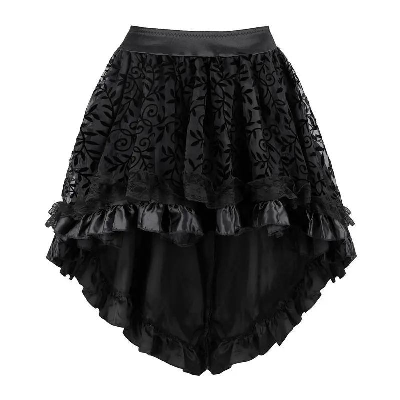 Women's Steampunk High-Low Asymmetrical Skirt - Polyester-Cotton Blend for Party, Cosplay - Renaissance Pirate Historical Costume (S,4XL,5XL,6XL,7XL)