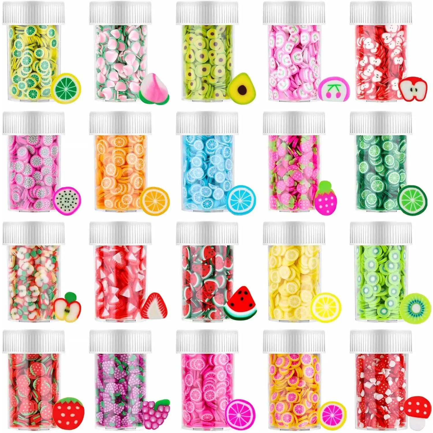 16000 count Fruit  Art Slices,  20 Styles Fruit Slime Charms Fimo Slices 3D Polymer Slices for Slime, Lip Gloss Making Supplies  and  Art Decorations