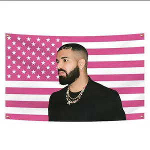 Drake 3x5Ft Pink Music Art Flags Wall Hanging Tapestry for Man Cave College Dorm Room  Decoration Outdoor Funny Party Banner with 4 Brass Grommets