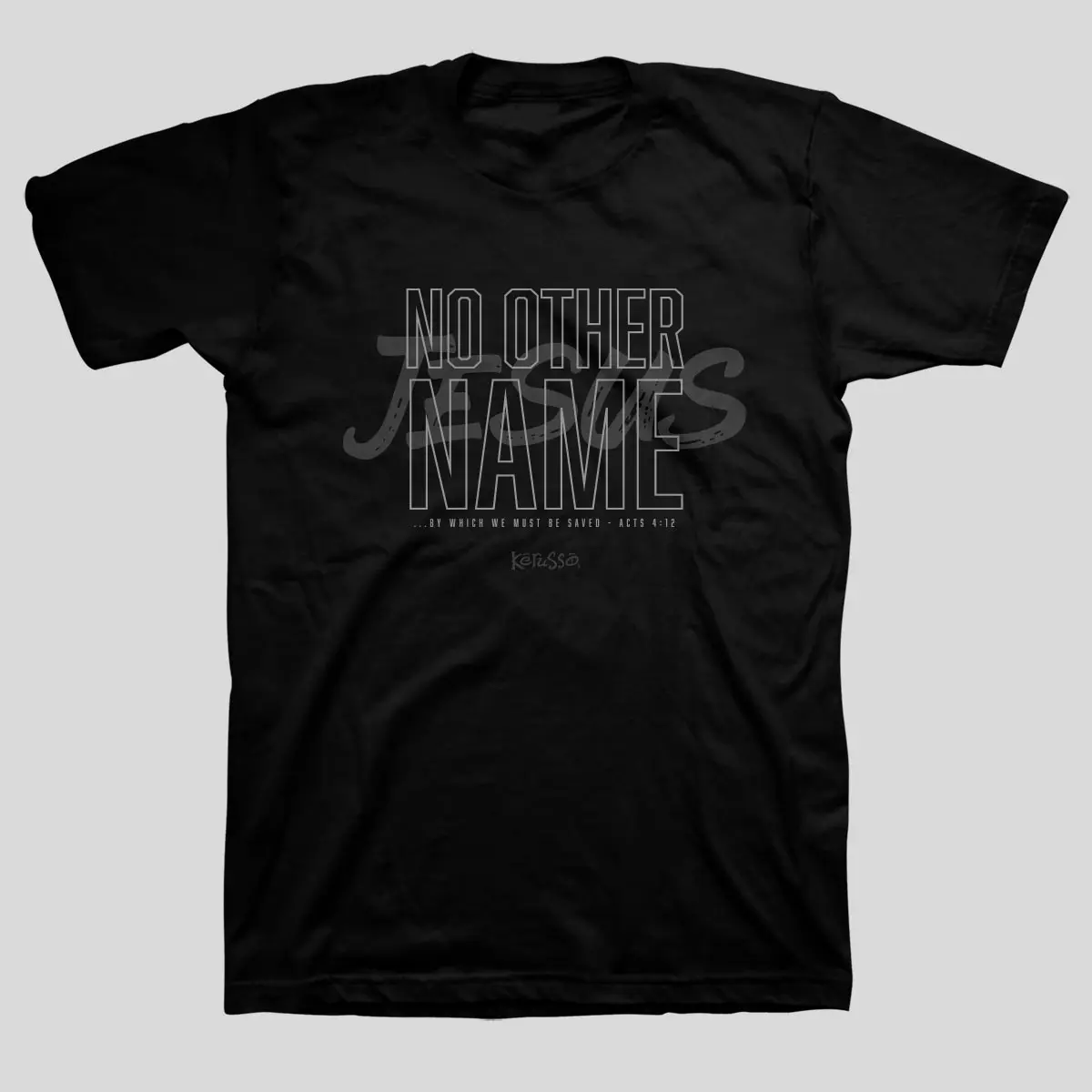 Men's Kerusso Jesus Faith-Based Short-Sleeve Graphic T-Shirt - 100% Preshrunk Cotton, Classic Fit, Round Neck, Casual Top with Hem, Acts 4:12 Bible Verses, Black