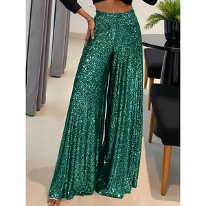 The women’s wide-leg version is loose and elegant, versatile, featuring an excellent elastic waistband design and sequined wide-leg pants, suitable for autumn and winter, banquet style, fashionable red-carpet style, and more. GARMENTARY