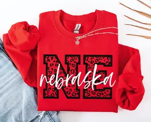 [SALE UP TO 45%] Nebraska Sweatshirt, Leopard Print Nebraska The Cornhusker State Shirt, Nebraska Crewneck, Nebraska Apparel