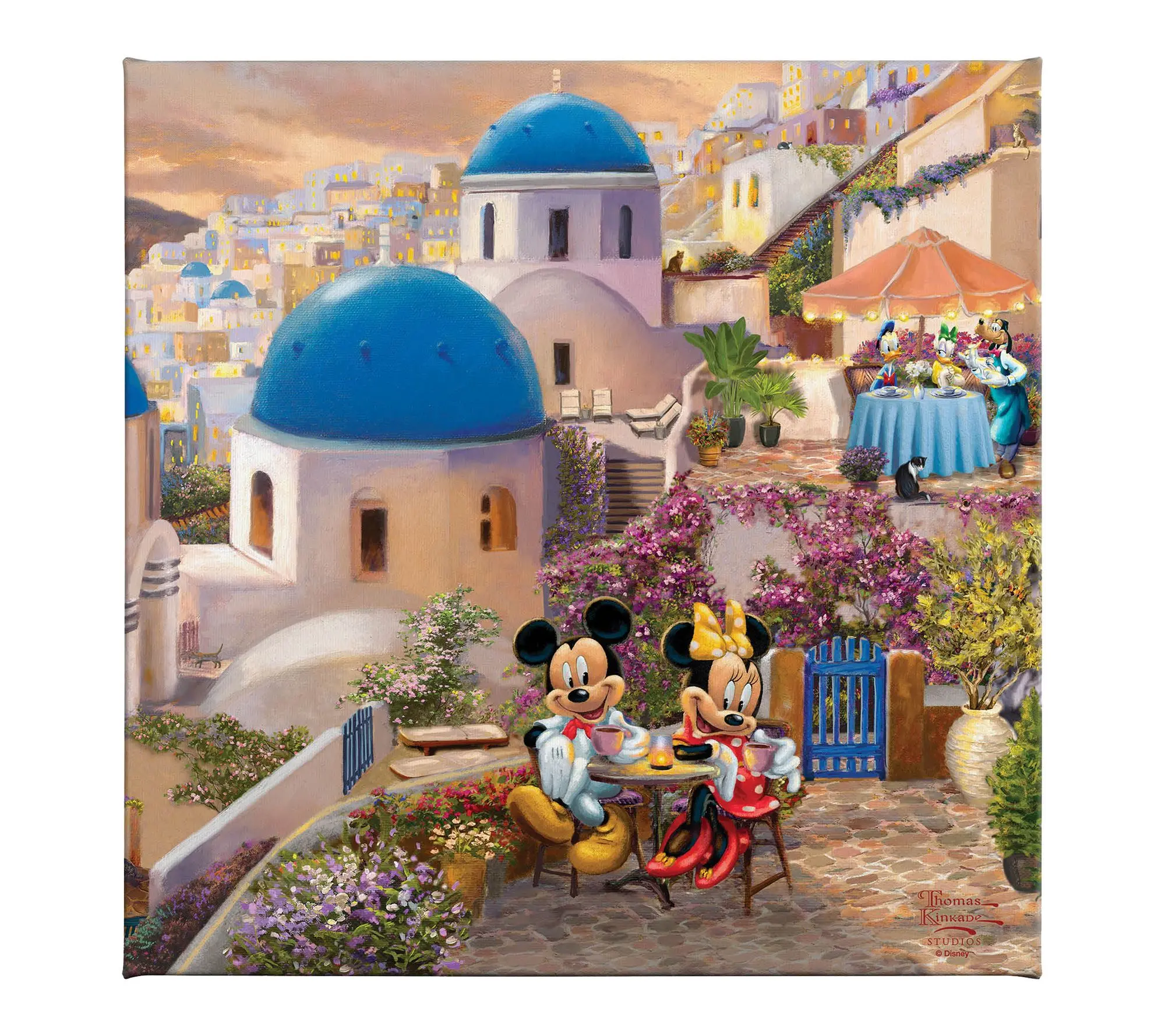 Thomas Kinkade Mickey and Minnie in Greece 14x14 Gallery Wrap