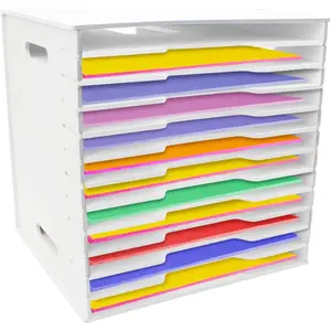 12 Tier 13" x 13" Scrapbook Paper Organizer Storage Rack, Desk File Sorter for Craft Stamp Cardstock, Suitable for Home Office and Classrooms