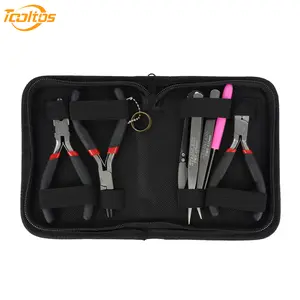 TOOLTOS Portable Jewelry Making Kit - 8-Piece Steel Metal Beading Repair Tool Set with Round-Head, Angled-Cut, Needle-Nose Pliers, Fuse Beads for DIY Necklaces, Bracelets (Beads Jewelry Making Supplies)
