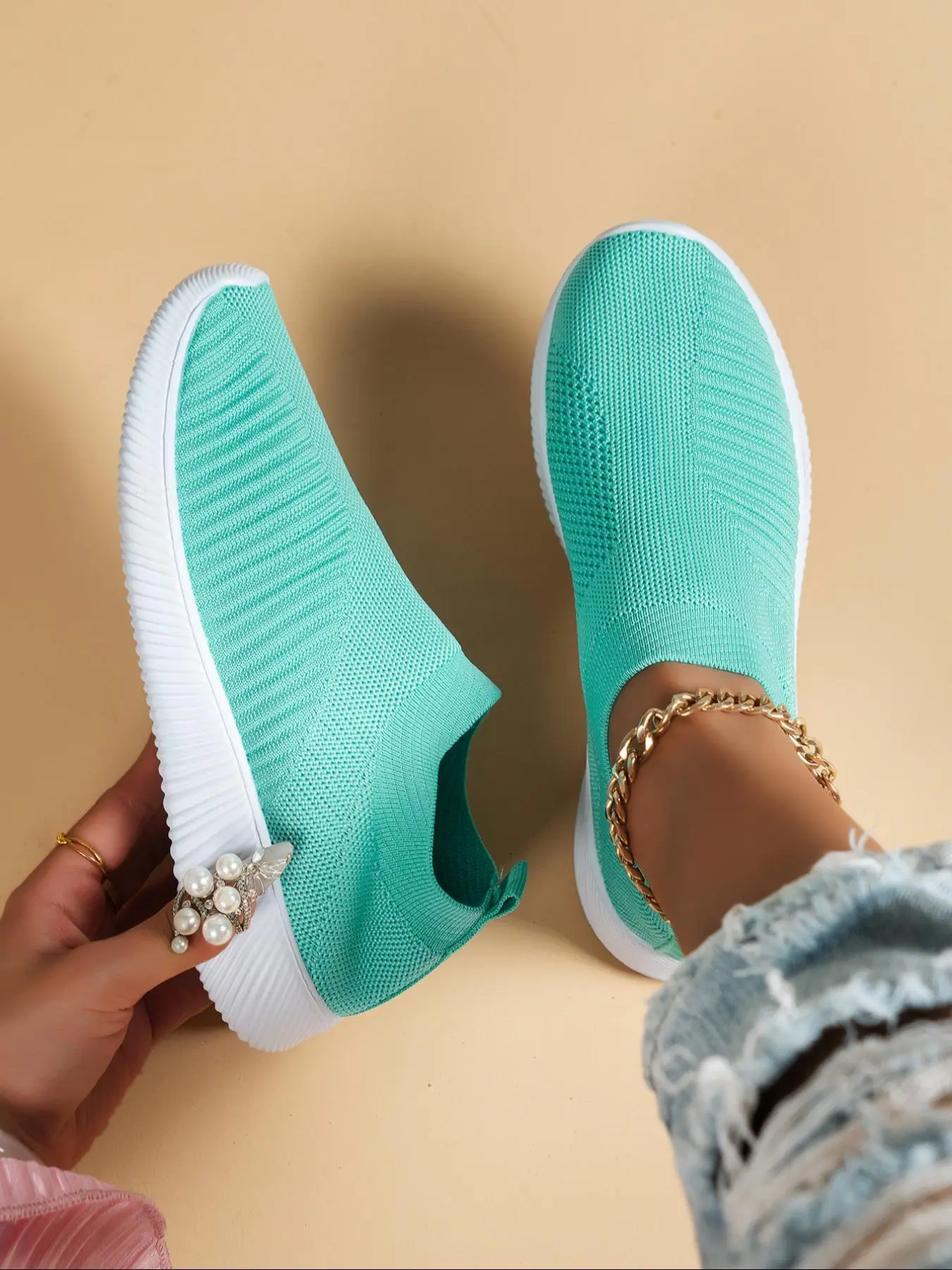 Women's One-Step Sport Shoes, High Elastic Memory Foam Insole, Comfortable Walking Sneakers, Casual Daily Wear Footwear, Mesh Walking Shoes, Breathable Walking Shoes, Lightweight Walking Shoes, Lightweight Comfy Shoes, Flexible Shoe