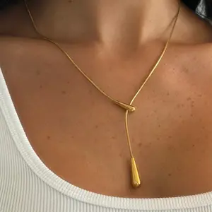 EVRY JEWELS Gold or Silver Plated Women's Hypoallergenic Leah Lariat Necklace