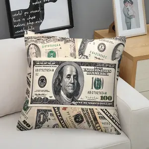 Dollar-Themed Printed Throw Pillow, Home Decorative Cushion, Featuring A USD Cash Pattern Cushion. Suitable for Decorating Bedrooms, Sofas, and Beds; An Addition To Any Space. (45*45cm*1 pcs, Includes Pillow Insert)