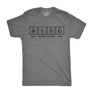Mens Brother Periodic Table T shirt Nerdy Geeky Tee for Science Lovers Mens Funny T Shirts Cool Vintage Fashion T-Shirt Gift Classic Menswear Nerd Apparel for Men Funny Brother Short Sleeve Novelty Tees for Light Grey