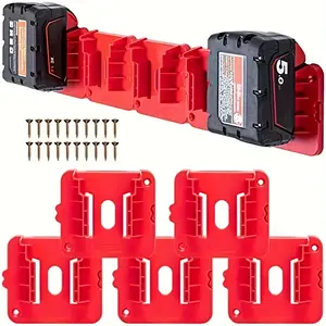 Milwaukee M18 18v Battery Mounting Bracket, Lithium Battery Storage Organizer with Screws, Compatible Design, No Model Specific