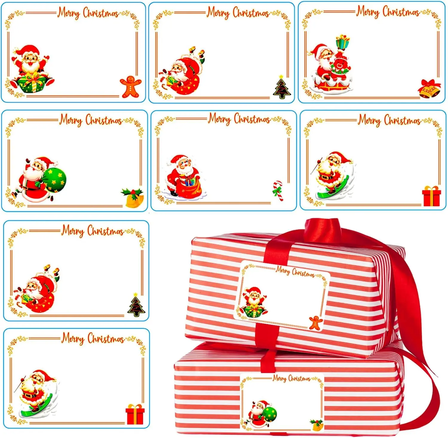 Christmas Labels Stickers 120Pcs Christmas Name Gift Label Xmas Tags Sticker Self-Adhesive Xmas Sticky Labels for Present Party Bags Cards Envelope