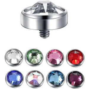 14G Micro Dermal Anchor Top Crystal Top Dermal Piercings Surface Skin Piercing Body Jewelry
