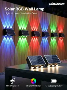 Motionics Solar RGB Outdoor Wall Lights - Waterproof, Auto On/Off, 5 Lighting Modes, Wireless, Garden Decorative Light for Fence, Patio
