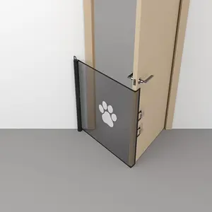 Indoor Outdoor Retractable Dog Gate Mesh Pet Fence for Stairs Hallways Kitchen Wide Adjustable Safety Barrier with Lock Easy Walk Through Design