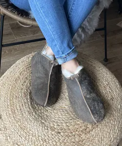 Follkee Slippers Santa Bambosh Beige Indoor Slipper Barefoot Slipper Boots Indoors Winter Sheepskin wool