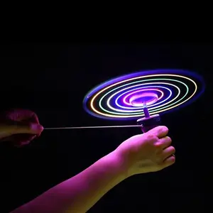 2026 Kids Luminous Flying Disc Propeller Toys LED Lighting Pull String Flying UFO Toy Spinning Top Outdoor Game Sports Toy Gift