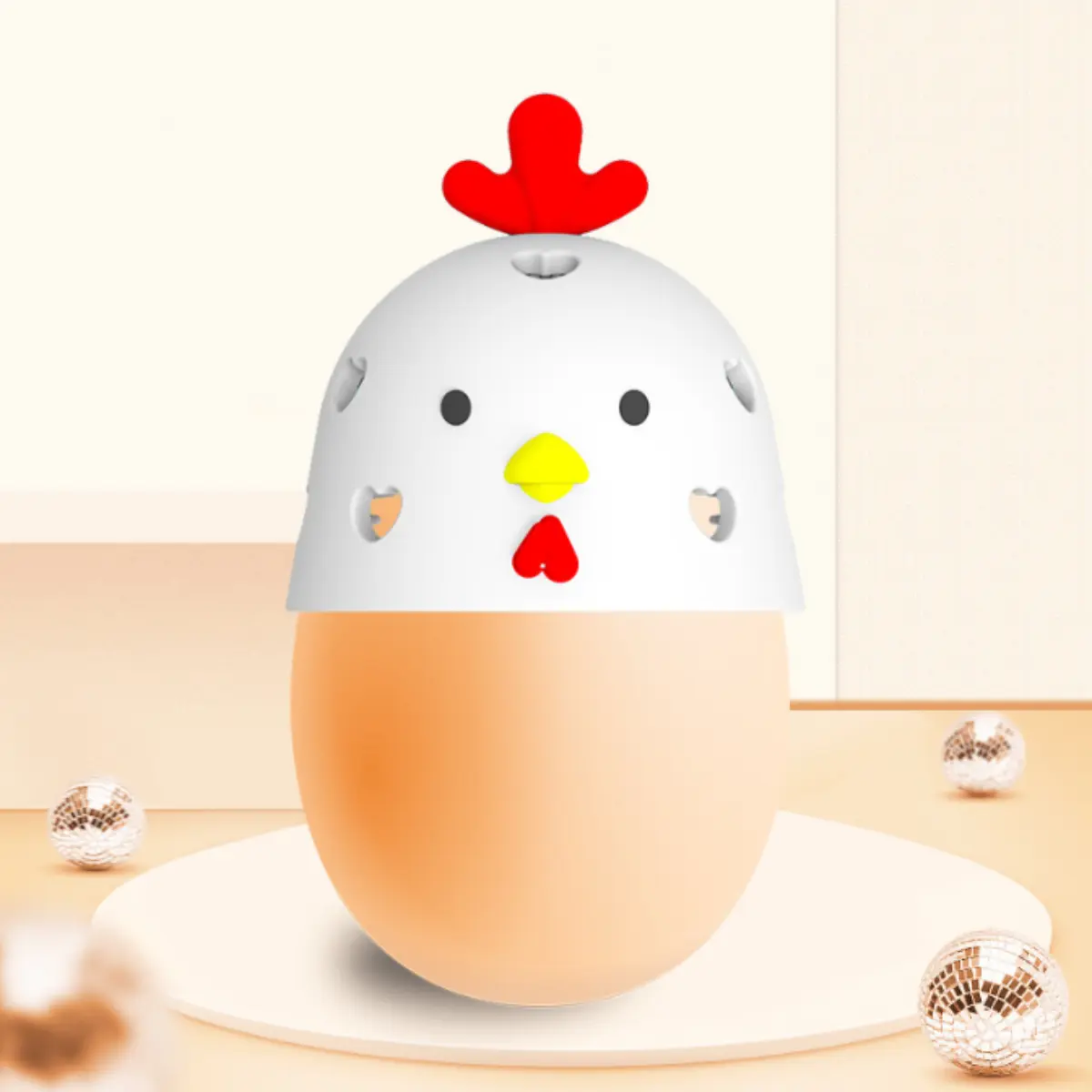 Food Grade Silicone Egg Washer - Cute Chicken Soft Bristles Gentle Scrub Kitchen Utensil, Washable for Boiling Prep, Easter/Happy Birthday Gift Idea for Mothers, Heart Vent