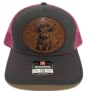 Richardson Unisex Highland Cow Western Trucker Baseball Cap, 112 Ranchwear Hat with Leather Patch