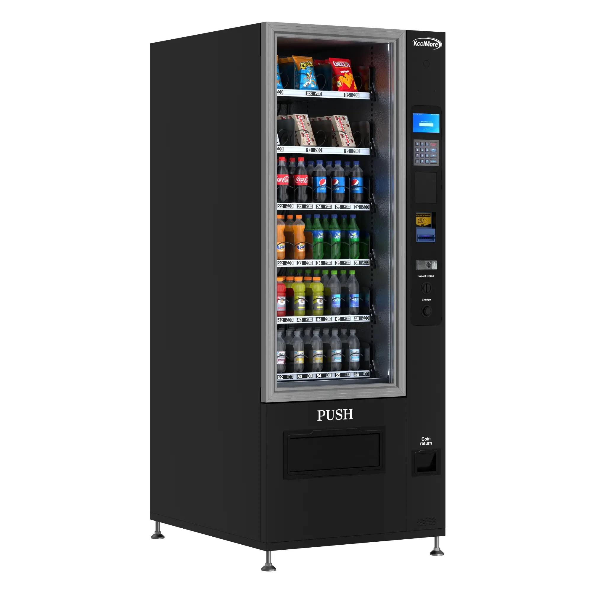 Refrigerated Snack and Drink Vending Machine with 36 Slots and Bill acceptor in Black (KM-VMR-30-B)