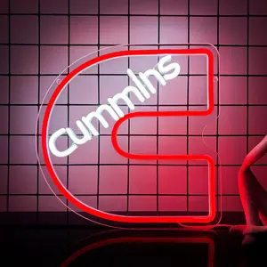 Cummins Sign LED Neon Sign, 1 Count Wall Hanging Engine Parts Sign Luminous Neon Light, USB Powered for Auto Repair Shop, Garage, Car Service Station, Man Cave, Led Neon Lights