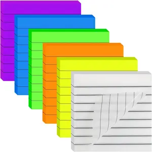 300 Sheets Lined Transparent Sticky Notes, 3x3 Inch 6 Colorful Clear See Through Translucent Self-Adhesive  Memo Reminder Tabs with Line for Office Woman College School Students Classroom Supplies