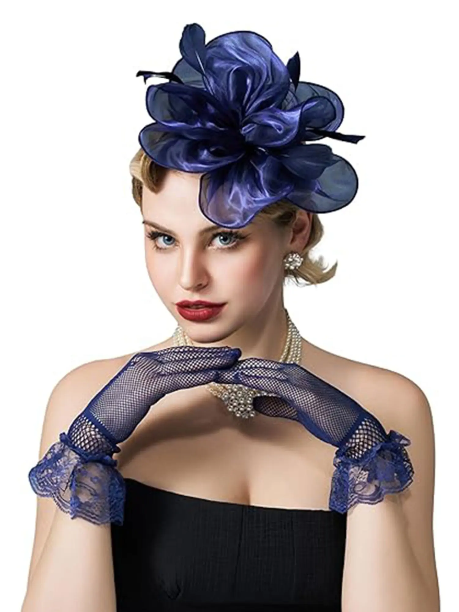 Fascinator Headband with Feather, Headbands Women, Women's Tea Party Hat for Kentucky Derby, Cocktail, Wedding, Fancy Dress Party, Jockey Club, Chic Headbands, Fashion Headband, Accessories