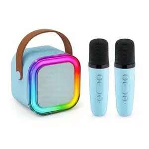 Mini Karaoke Machine with 2 Wireless Mics, Superior Sound Quality, Bluetooth Connectivity, 5-10 Hours Playtime, LED Lights, Ideal for Kids Ages 3-12, Christmas Gifts, USA Ship