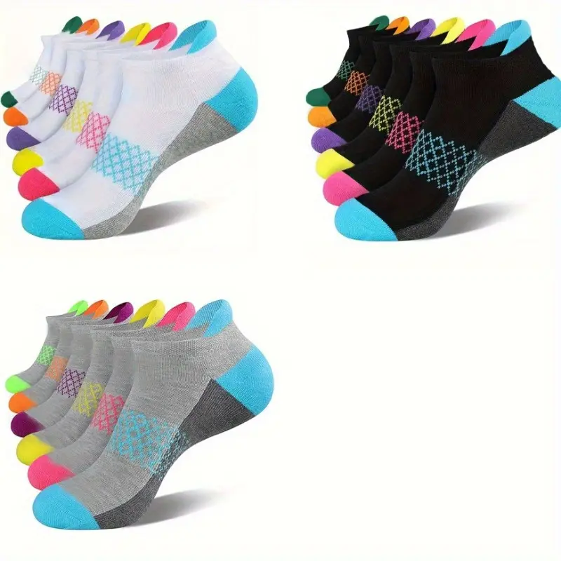 Women's 18-Pair Ankle Elastic Socks - Breathable, Cushioned Insole, 1 Size, for Running & Outdoor Sports, One Size
