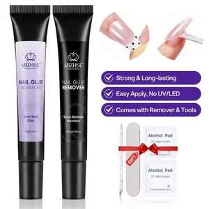 MIZHSE Newly Upgraded Semi Solid Nail Glue Kit  10g Ultra Strong Press-On Nail Glue & 10ml Remover | Quick Dry, No UV Light Needed, Easy Control