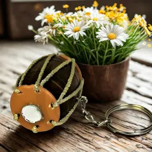 Pakistani Dhol - with Charms & Chain - Embroidered Design for Keys or Bags - Unique & Stylish Accessory