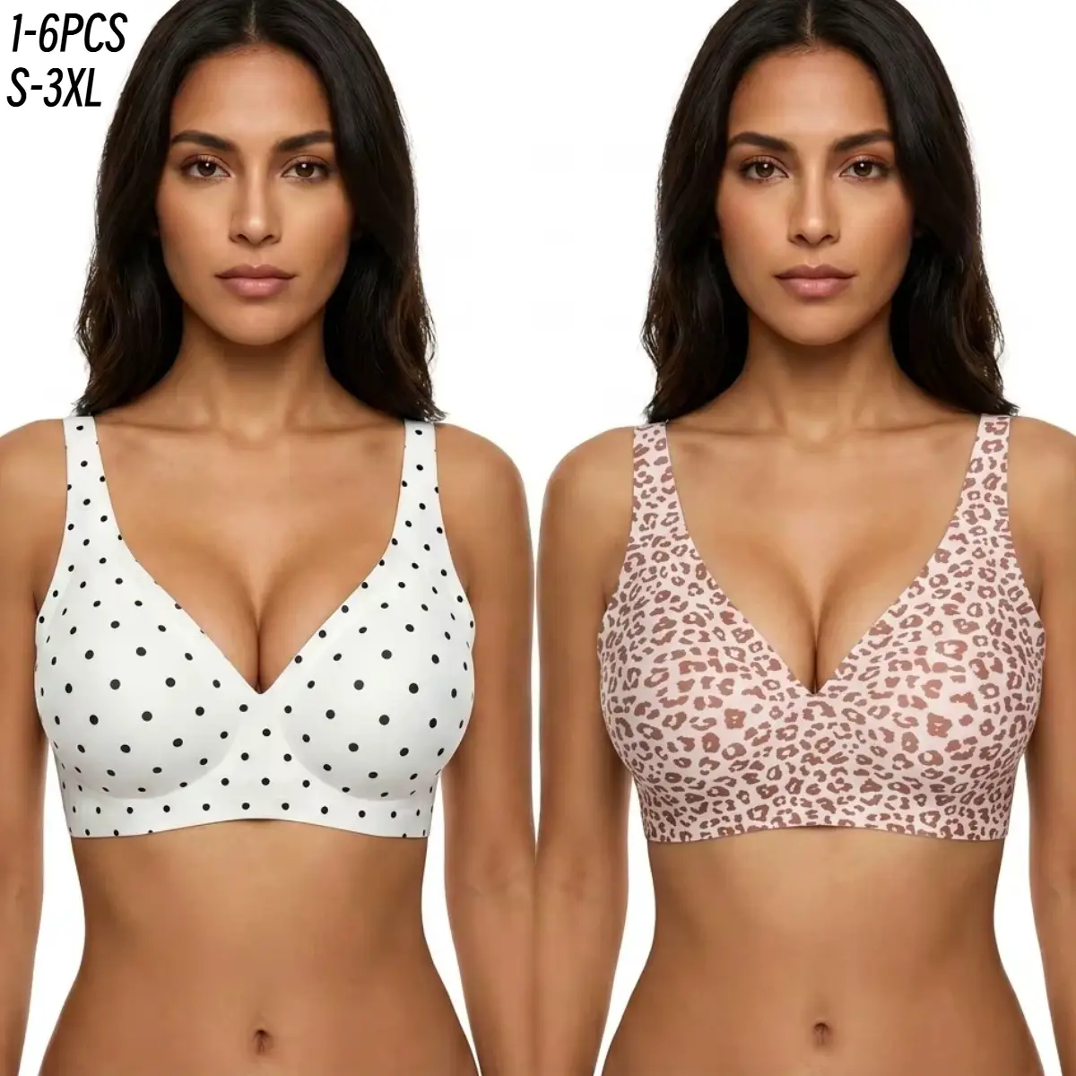 1/2/3/4PCS Jelly Deep V Seamless Bras for Women Comfortable Push Up Bra No Underwire Jelly Bra Bralettes Wireless Tshirts Bras Everyday Bras S-3XL