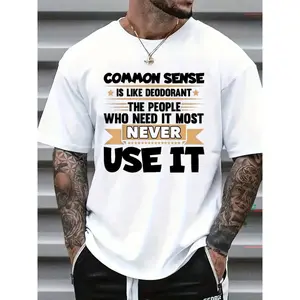 Funny 'Common Sense Is Like Deodorant' Sarcastic Humor T-Shirt for Men - Comfort Fit Crew Neck Tee with Witty Saying, Ultra-Soft Breathable Fabric & Moisture-Wicking Technology - Casual - Wear,summerwins