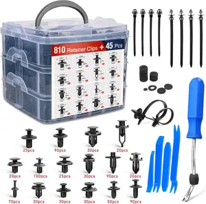 Nilight 855Pcs Car Push Retainer Clips Auto Fasteners Kit Included 16 Sizes Nylon Bumper Fender Rivets Door Trim Panel Clips with 5 Fasteners Remover 10 Cable Ties for Toyota GM Ford Honda Chevy