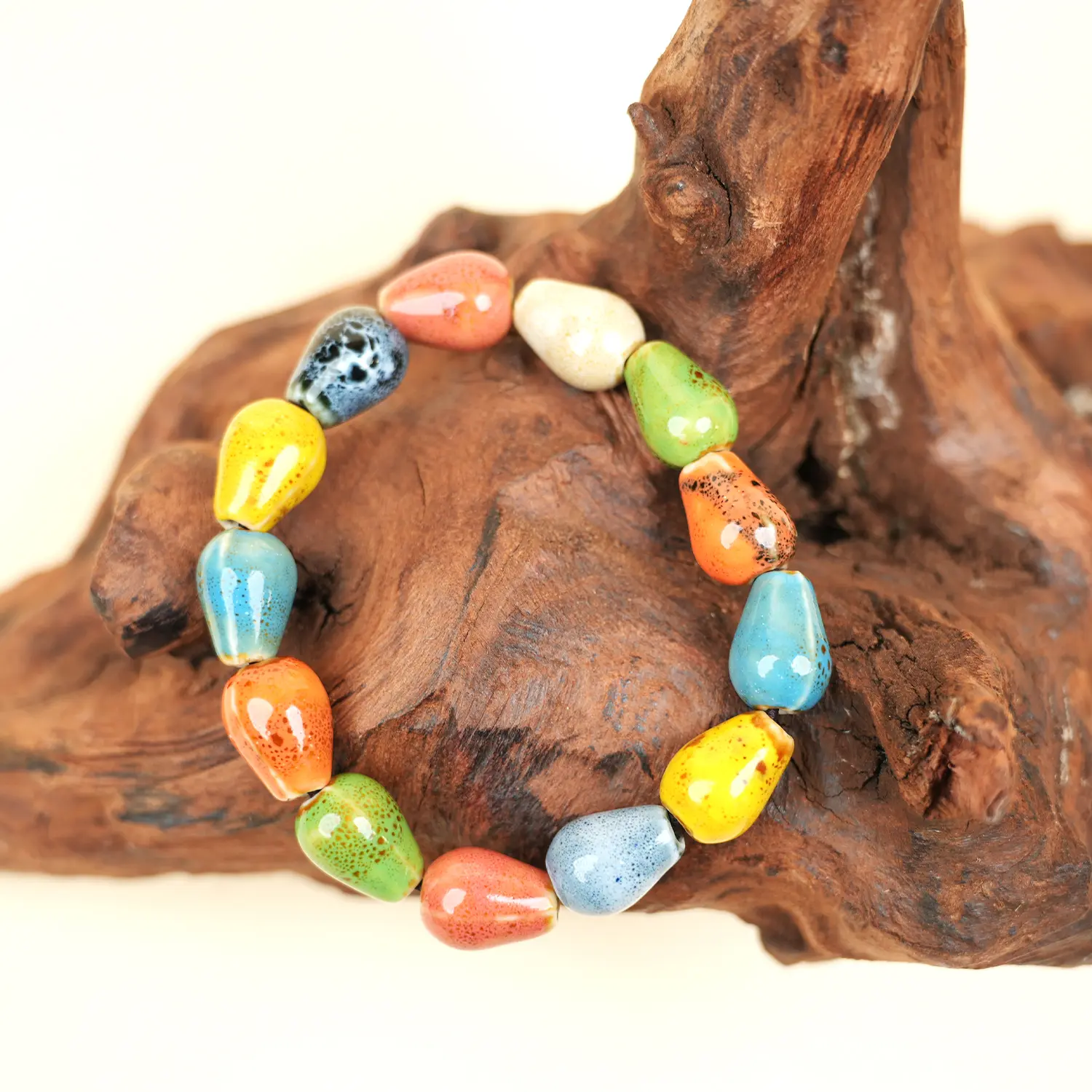 LUMAWU Handcrafted Colorful Ceramic Bracelet - Exquisite, Pretty Crystal Design, Multiple Shapes, Trendy Stackable Boho Everyday Fashion Wrist Ornament for Classic Elegance & Soft Grace, Exquisite Bracelet, Pretty Bracelet
