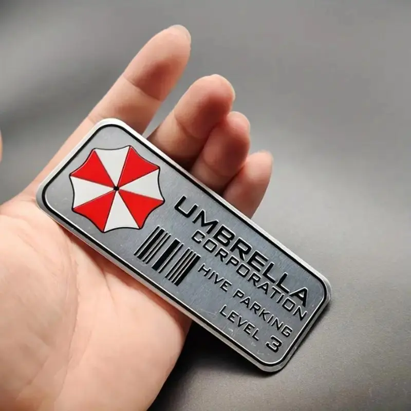 Metal Car Emblem for Motorcycles and Cars, Adhesive Sticker for Vehicle Exterior Decoration, Hexagonal Umbrella Design Car Accessory, Automotive Decoration