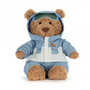Jellycat Bartholomew Bear Snow Suit Plush, Cute Brown Teddy Bear in Blue Ski Outfit, Soft Winter Stuffed Animal, Cozy Christmas Gift for Kids & Collectors