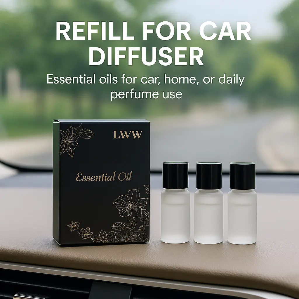 LWW Car Aromatherapy Refill - Diffuser Essential Oil Fragrance Refill Set, 3 x 10ml Long-Lasting Lavender Scent with Elegant Packaging for Home Fragrance Needs, Car Fragrance Set