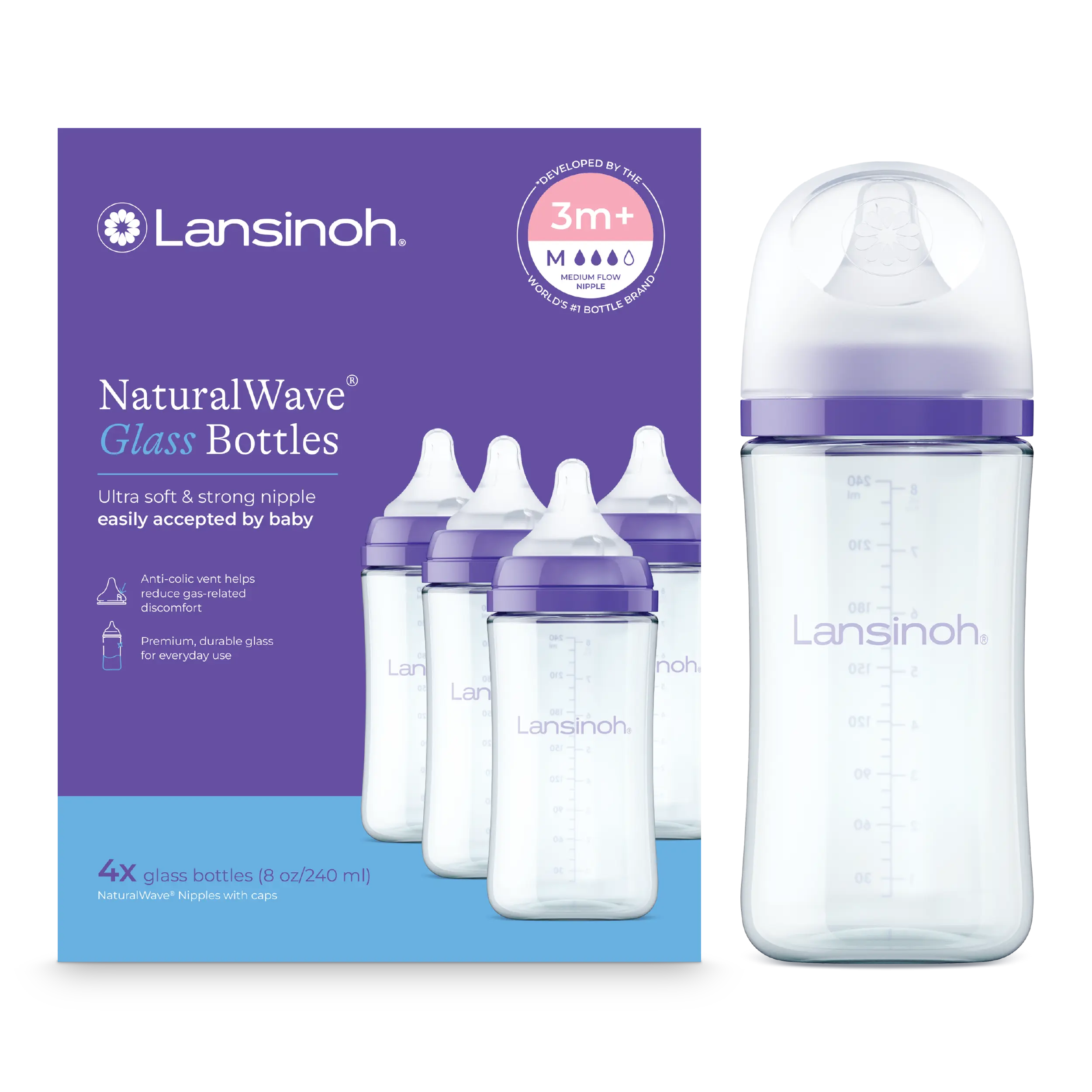Glass Baby Bottles 8oz (4 pack) Glass Baby Bottles 8oz (4 pack)
