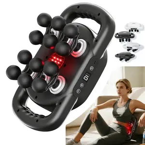 Cordless Electric Massage Gun with 12 Heads - Deep Tissue Percussion Massager Suitable for Back, Neck, Shoulder, Leg - 9 Speed Levels & 9 Modes, Full Body Muscle Massager Tool