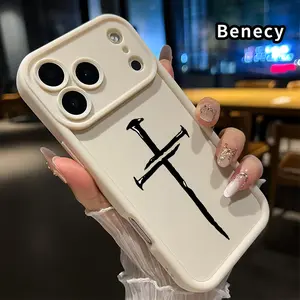 Nail Cross Pattern TPU Phone Case for iPhone 17 Pro Max 16 15 14 Plus 13 12 Mini 11 XR X XS Air E Shockproof Non Slip Military-Grade Protection Silicone Cover Smartphone Casing