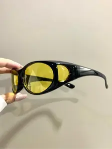 Unisex Punk Style Tinted Lens Glasses, Trendy Casual Glasses for Everyday Use, Fashion Accessories for Outdoor Activities