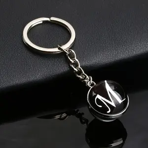 1pc English Letter Keychain Pendant, Double-sided Spherical Pendant, Key Chain, Key Ring, Creative Small Gift.