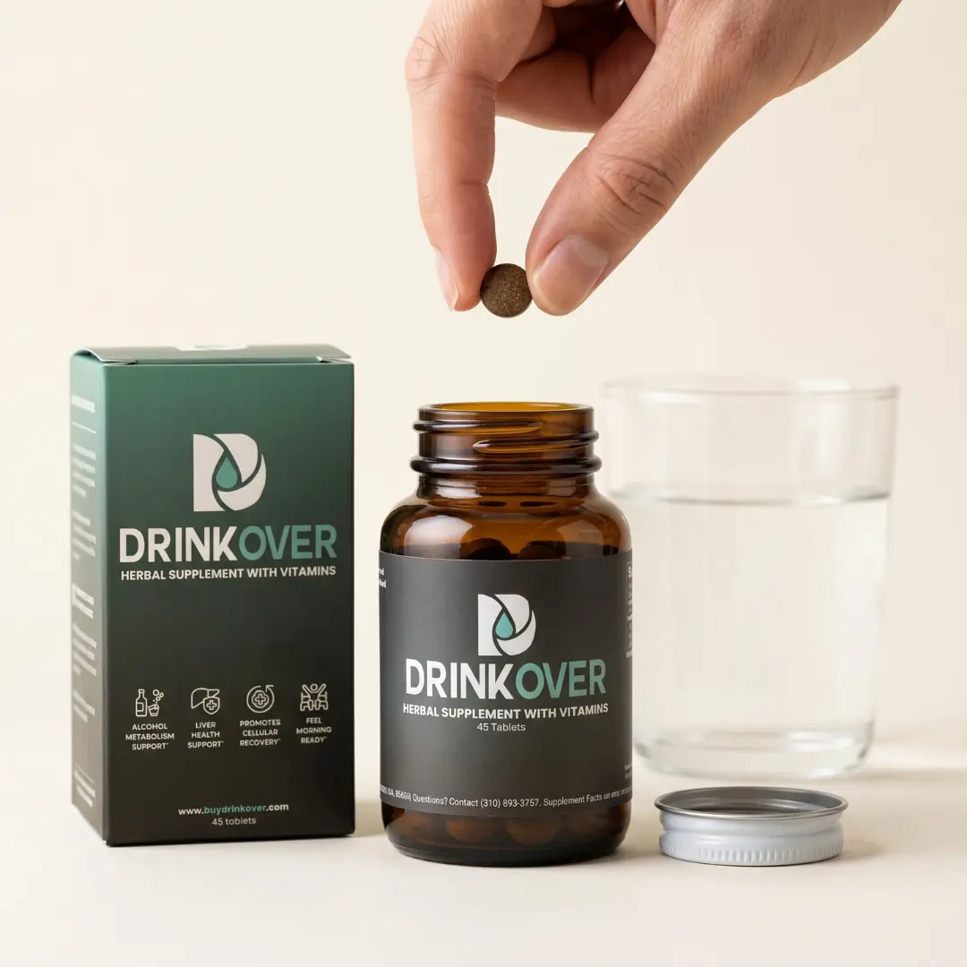 Drinkover Morning Protection Bottle | Herbal Based Pre-Alcohol Support Supplement | 15 Doses | 45 ct
