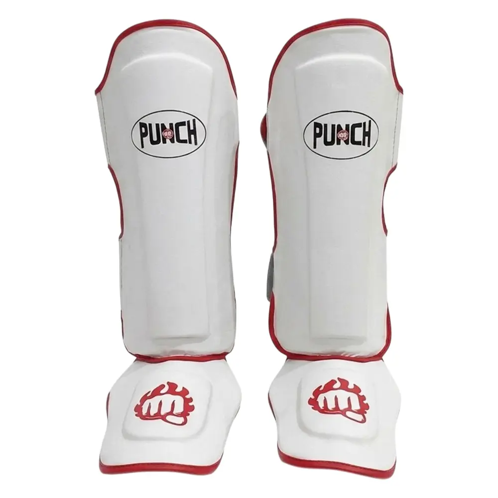 Punch Sports Martial Arts Shin Guards with Instep Protection  Lightweight Synthetic Leather Leg Protectors for MMA, Kickboxing & Muay Thai