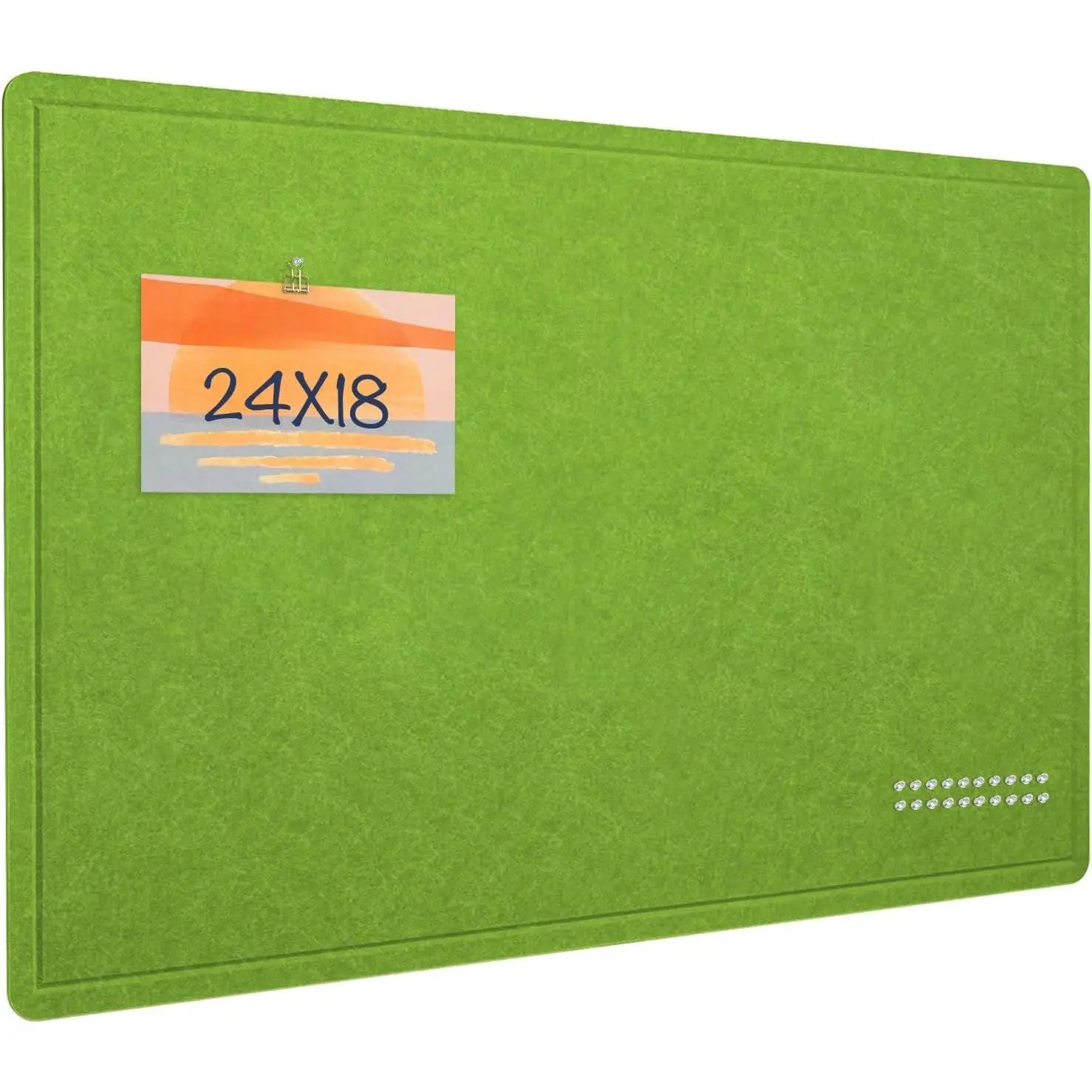 Bulletin Board, 24 x 18 inches Felt Board Decorative Pin Board, Cork Board Alternative for Wall, Foldable Photo Board Self-Adhesive Vision Board with 20 Pushpins - Foliage Green