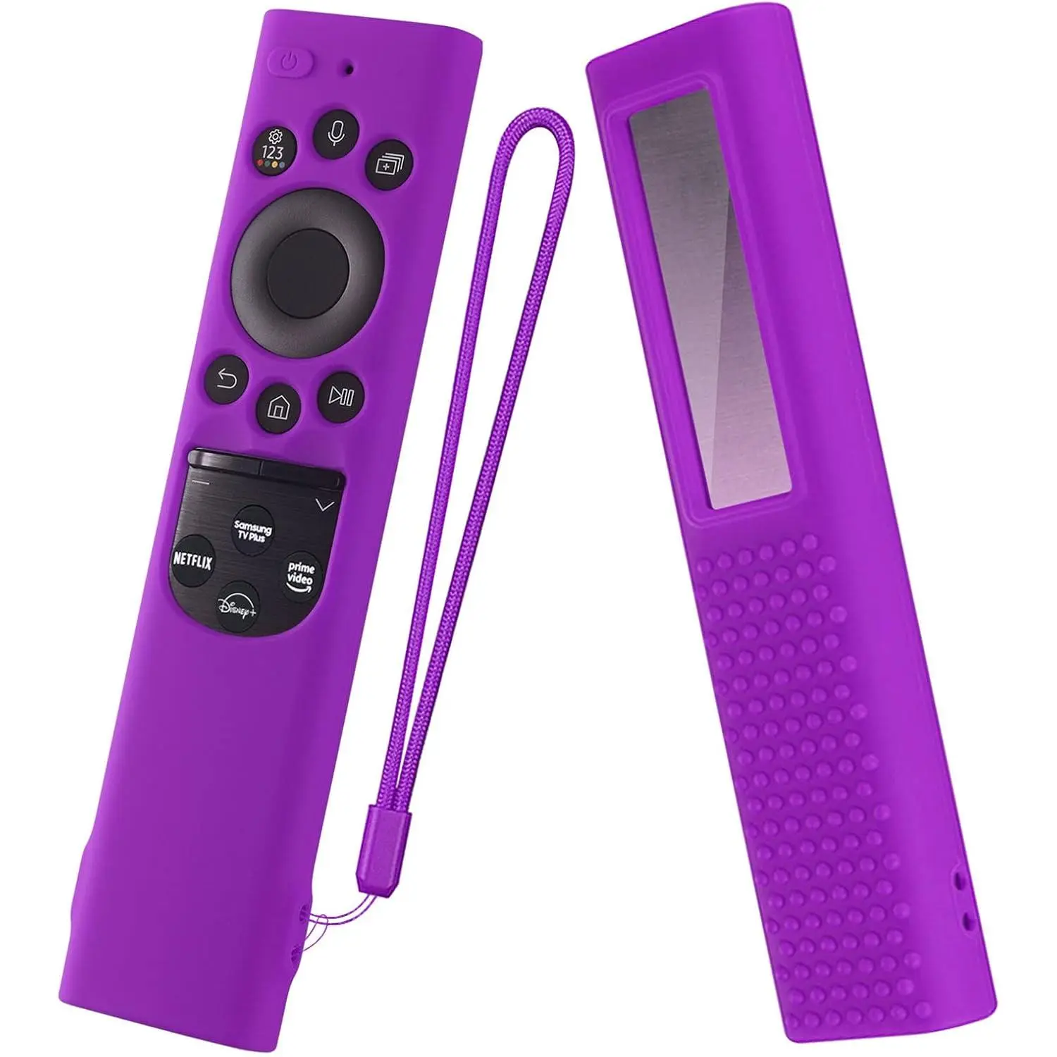 Purple Silicone TV Remote Control Cover with Wrist Strap, Night Glow Anti-Slip Household Textile Dust Cover for Living Room TV Remotes