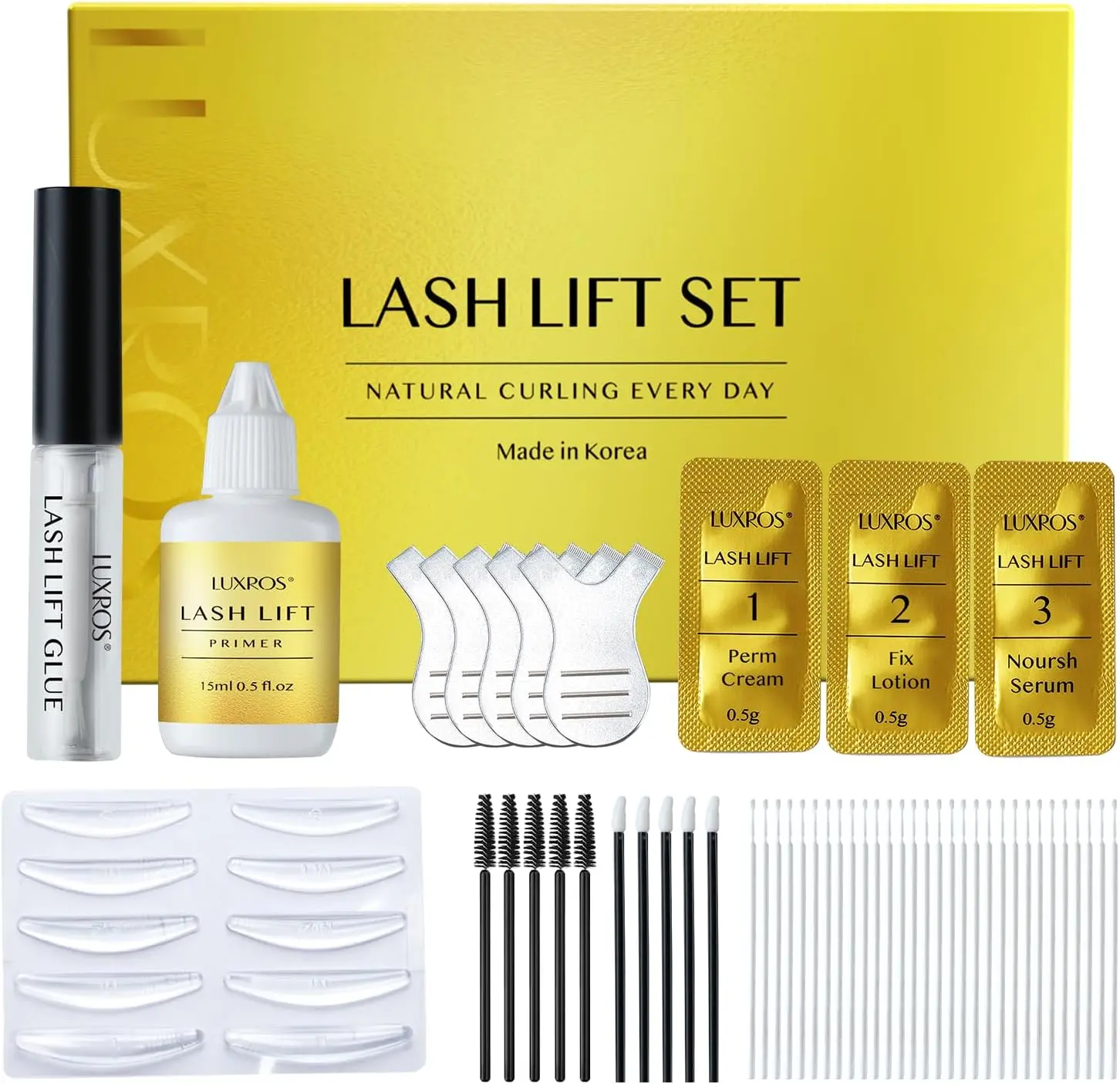 Luxros Lash Lift Kit for Eyelash Lamination: Made in Korea Professional Eyelash Perm Kit - Natural Lifting & Curling Salon Quality at Home
