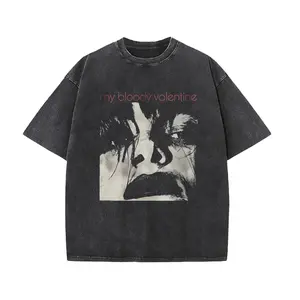 Vintage Washed Black Unisex T-Shirt – Shoegaze Band Graphic, Oversized Fit for Outdoor Streetwear & Alternative Aesthetic